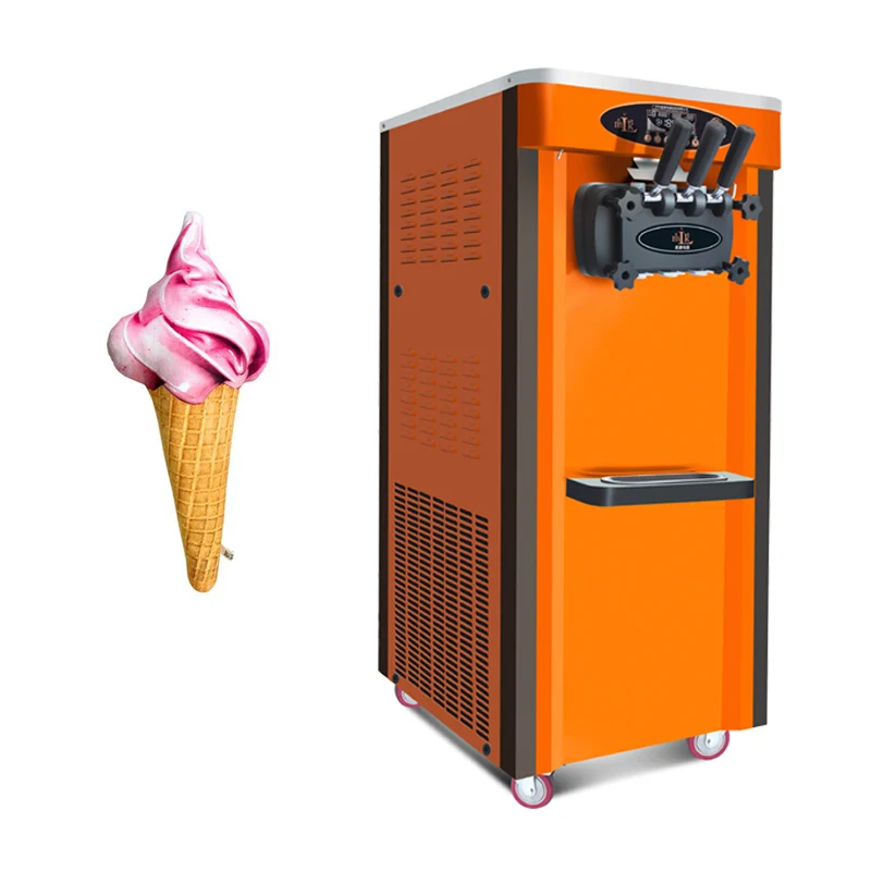 Cold Drink Shop Vertical Ice Cream Machine Commercial 2000W Three Color Soft Ice Cream Machine