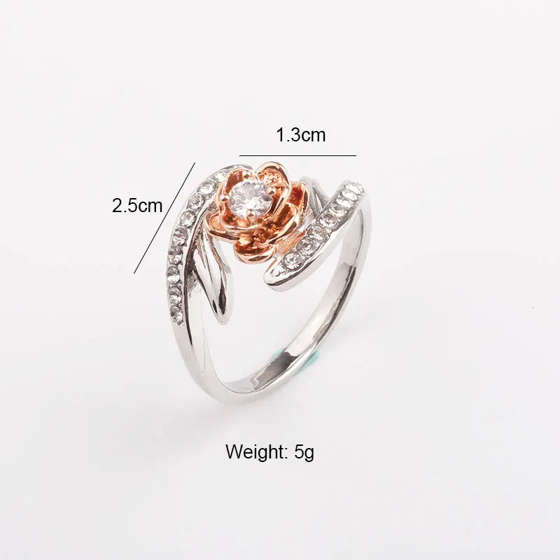Новая мода Блестящие розы Фигнер обручальное свадебное кольцо розовый Кристалл Кубический Цирконий камень кольцо женское