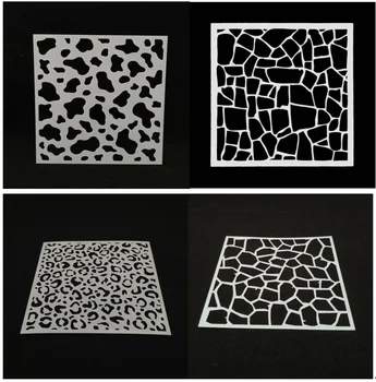 

5pcs Leopard print giraffe pvc Layering Stencils for Diy scrapbook coloring,painting stencil,home deco DIY Paper Cards Crafts