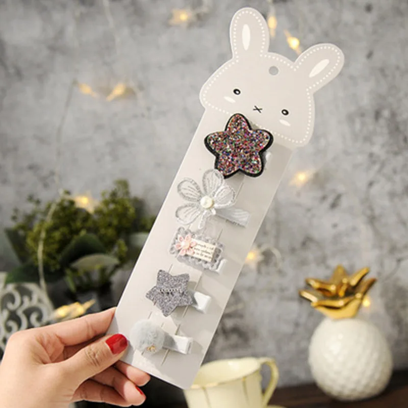 Корона Животных Луки заколки для детей 5 шт./компл. новые милые звезды дети девушки заколка для волос цветок принцесса шпилька цветок