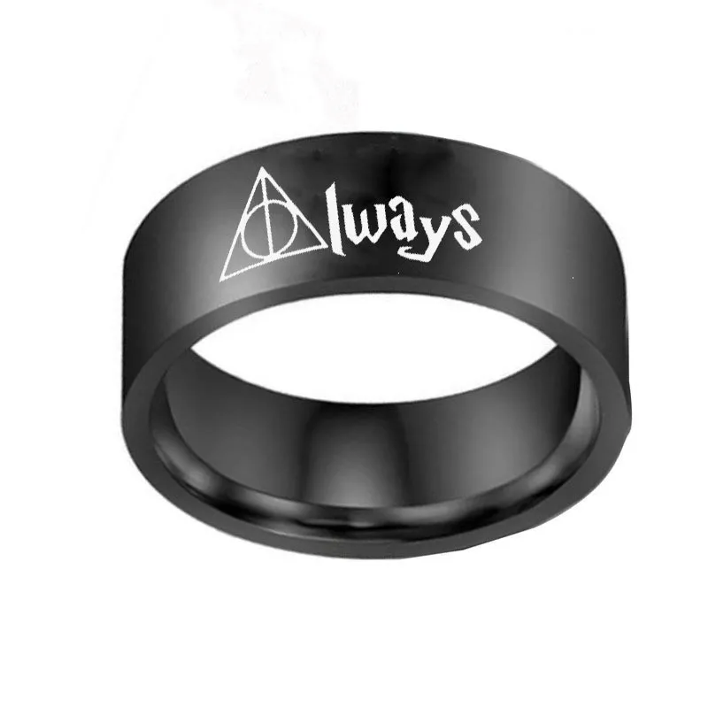 harry Hogwarts ring the Deathly Hallows symbols finger ring trendy simple Titanium metal jewelry cute fashion gifts for unisex - Цвет основного камня: 1