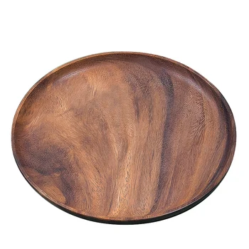 

Round Solid Wood Board Whole Acacia Wood Fruit Plate Wooden Saucer Tea Plate Dessert Dinner Breakfast Plate