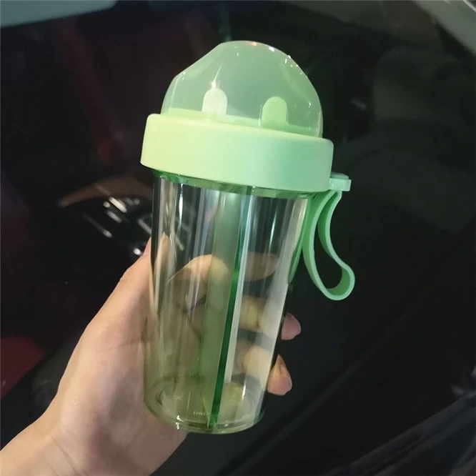 green Креативные чашки для пар, 10 шт., бутылка для воды двойного назначения с соломинкой, креативные бутылки для воды BPA, фляга для подарка - Цвет: green