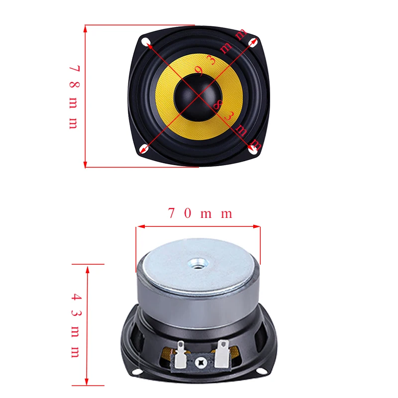 thumbnail image 2 of Aiyima 2pcs 3inch 77mm Audio Portable Full Range Speakers 4ohm 5w Diy For Bluett 2 of 12