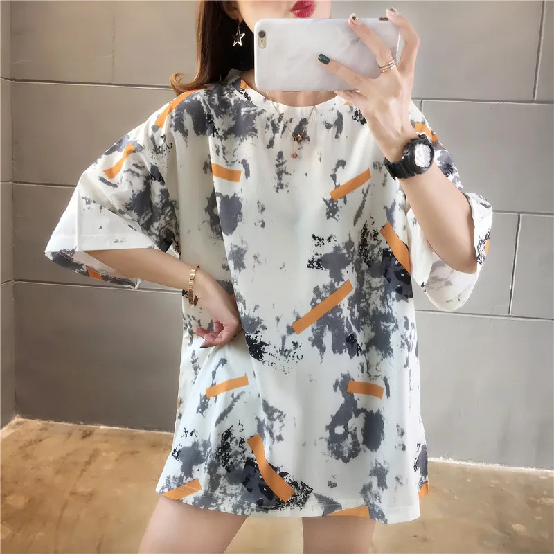 Summer Korean Clothes Streetwear T-shirts Women Plus Size Loose Harajuku Print T Shirt Girls Casual Femme Tops Blouse Tees