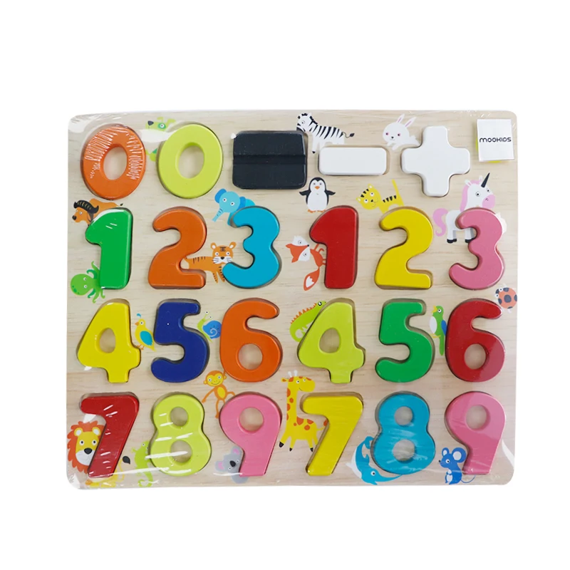 Wooden Number Puzzle Wooden Colorful Number Puzzle Jigsaw Baby Educational Toys for Kids Free Shipping