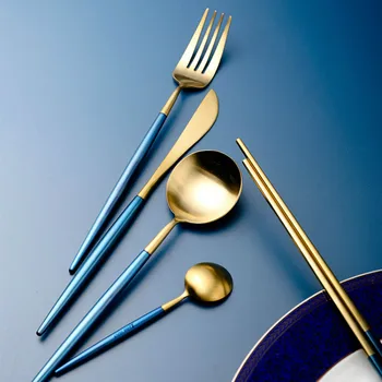 

Europe Gold Metal Simple Cutlery Set Portable Stainless Steel Elegant Life Creativity Design Jogo De Talheres Home Decore Ec50cj