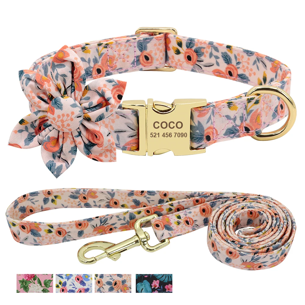 Custom Engraved Dog Collar With Leash Nylon Wholesale