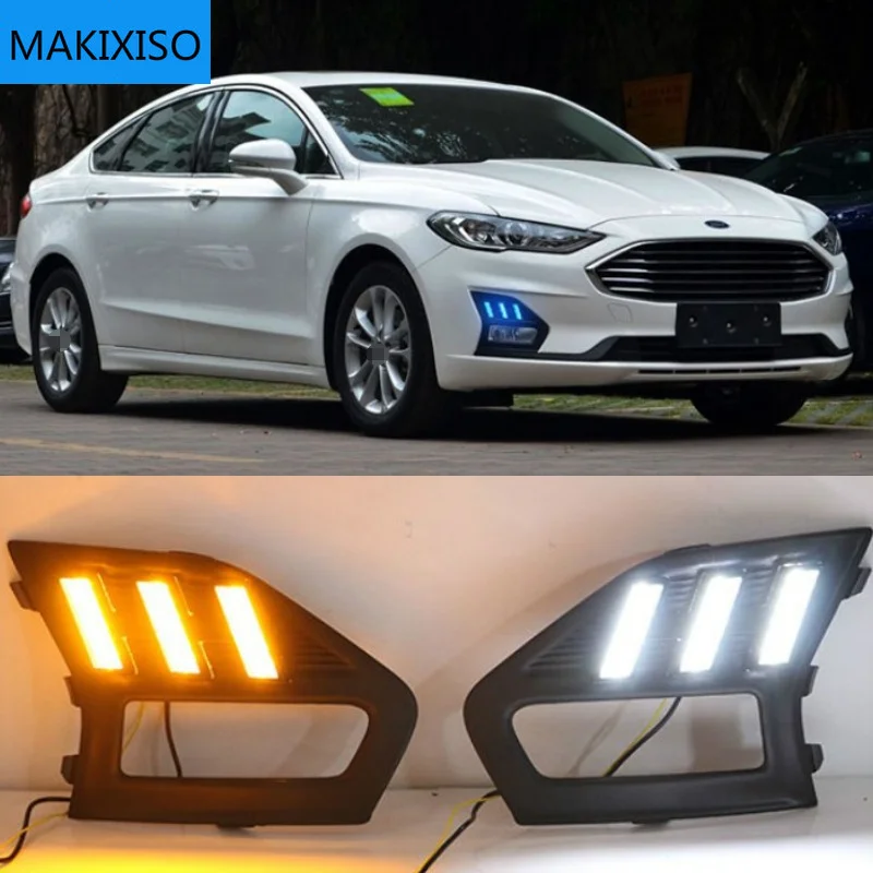 

For Ford Mondeo Fusion 2019 2020 Yellow Turning Signal Relay Waterproof Car DRL Lamp LED Daytime Running Light