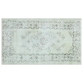 

Handmade Green Vintage Overdyed Turkish Area Rug 132x228 Cm-4'4''X7'6''