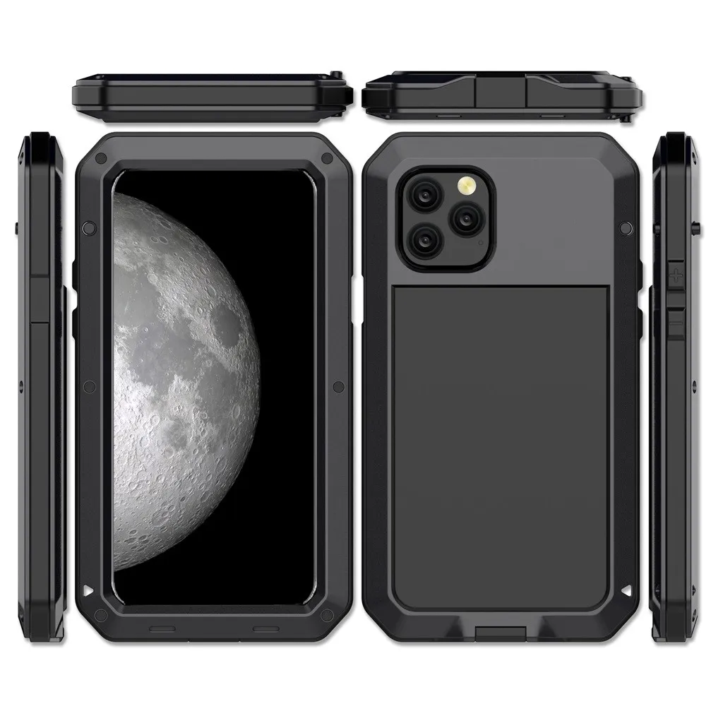 Luxury 360 Full Protect Metal Aluminum Gorilla Glass Shockproof DropProof Waterproof phone Case Cover For iPhone 11 Pro 5.8in |