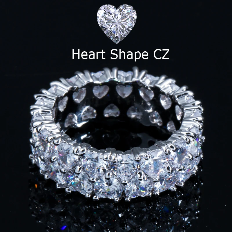 

Brand 925 Sterling silver pave heart cut Simulated diamond finger ring Luxury Engagement jewelry Women Band CZ ring for Wedding