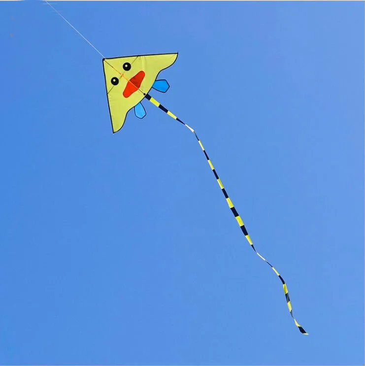Маленькая желтая утка кайт для детей Дети животные delta треугольник одна линия летучие змеи с ручкой 100 м линии