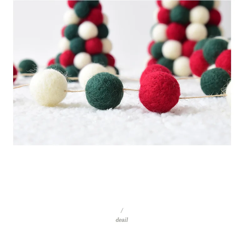 Ins Wool Felt Mini Christmas Tree Decoration Tabletop Decoration Wool Ball String Christmas Wreath Ornament QW246 (9)