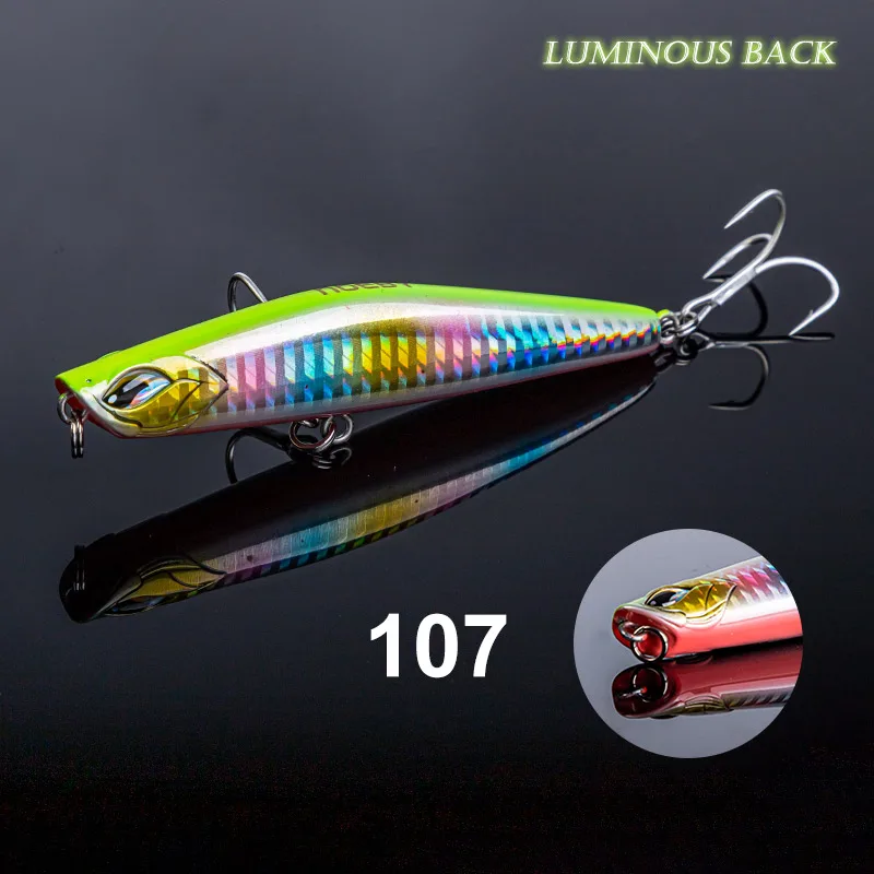 Noeby leurre traine Minnow 18cm 67g nage 0 à 4m couleur vert pailleté