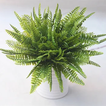 

5pcs/lot Living Room Decor 35cm 5 Branchs Plastic Green Fern Leaf Wedding Party DIY Decoration Artificial Persian Grass Plants