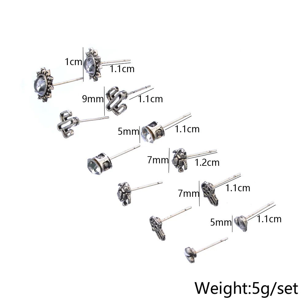 Sindlan 6 пар маленькая черепаха сердце серьги-гвоздики в виде кактусов набор Фатима рука опал серьги-гвоздики кристалл серьги для женщин подарок для девочек