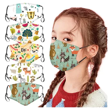 

5pcs Child Kids Baby Mouth Mask Breathable Reusable Filter Safety Protect Thin Type Mask Cartoon Printing Mask Mascarilla niña