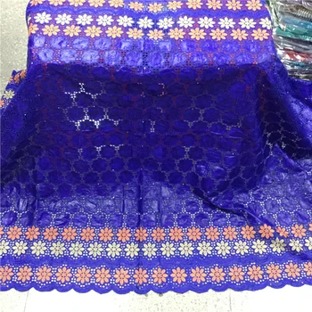 

2020 gorgeous African bazin riche fabric with brode Latest fashion embroidery bazin lace fabric with net lace 7 yards