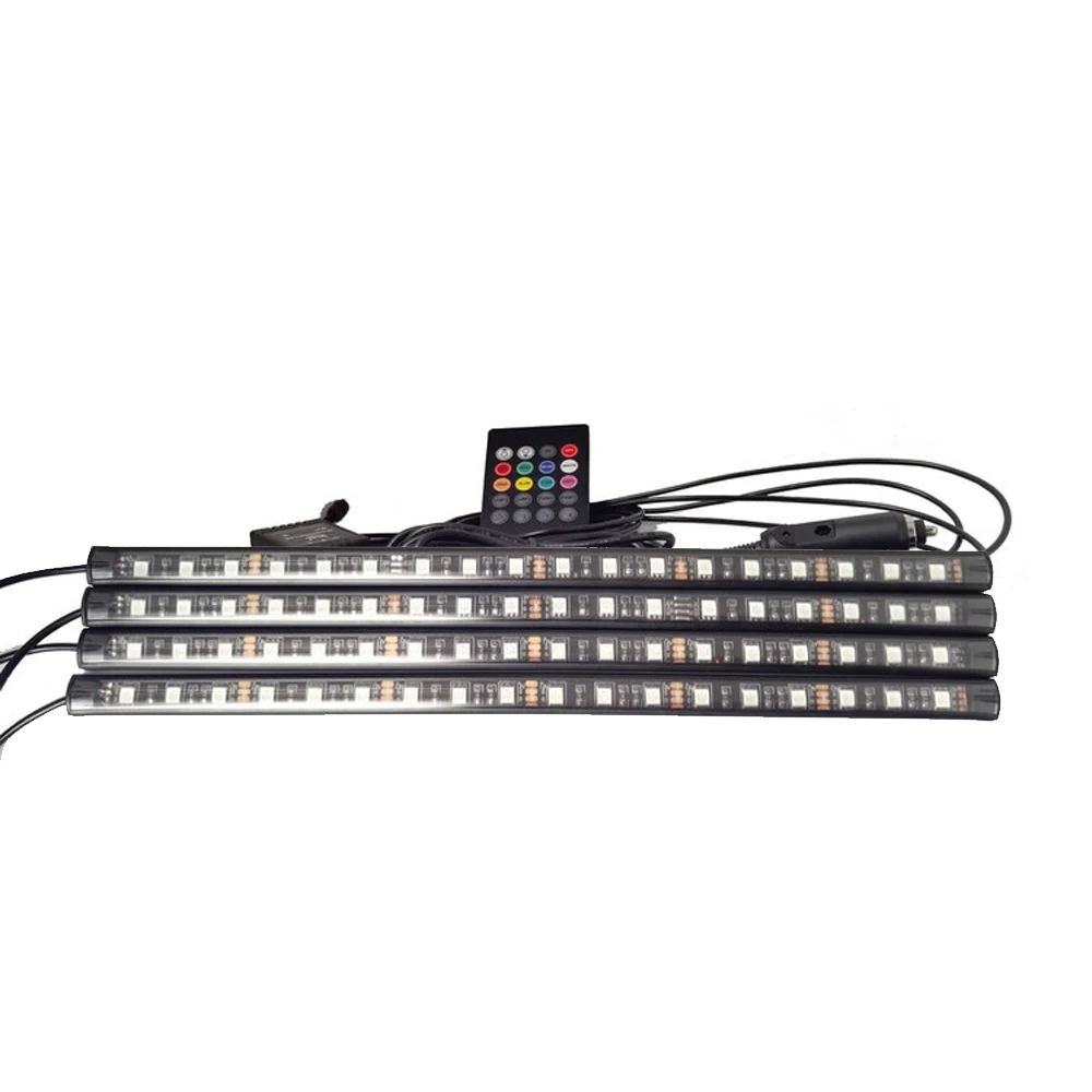 Авто внутренний RGB 12 светодиодный комплект полосы света управление музыкой красочные украшения автомобиля световая полоса авто аксессуары