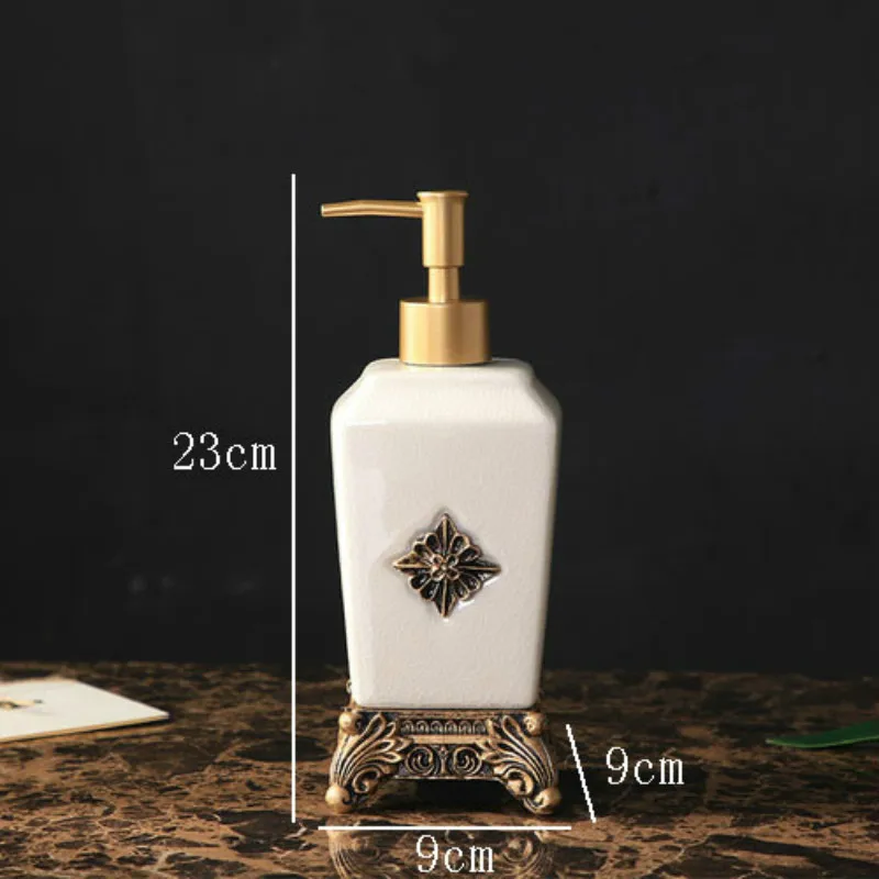 Classical Ceramic Bathroom Set Portable Soap Dispenser Toothbrush Holder Mouthwash Cup Resin Base High Quality Bath Supplies