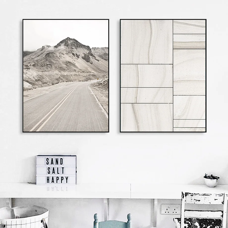 Настенная Картина на холсте с изображением скандинавских дорог пустыни книг