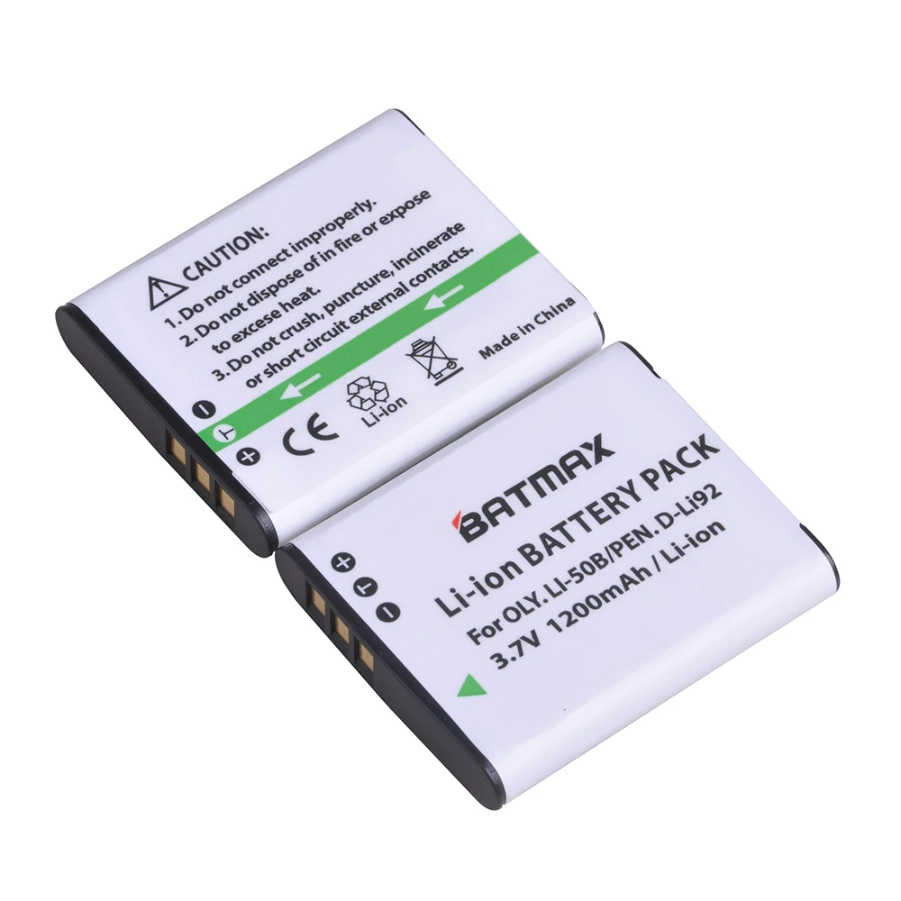 Фото Аккумуляторная батарея Batmax Li-50B Li50B D-Li92 + двойное зарядное устройство со встроенным кабелем для Olympus u6010 u6020 для Pentax №2