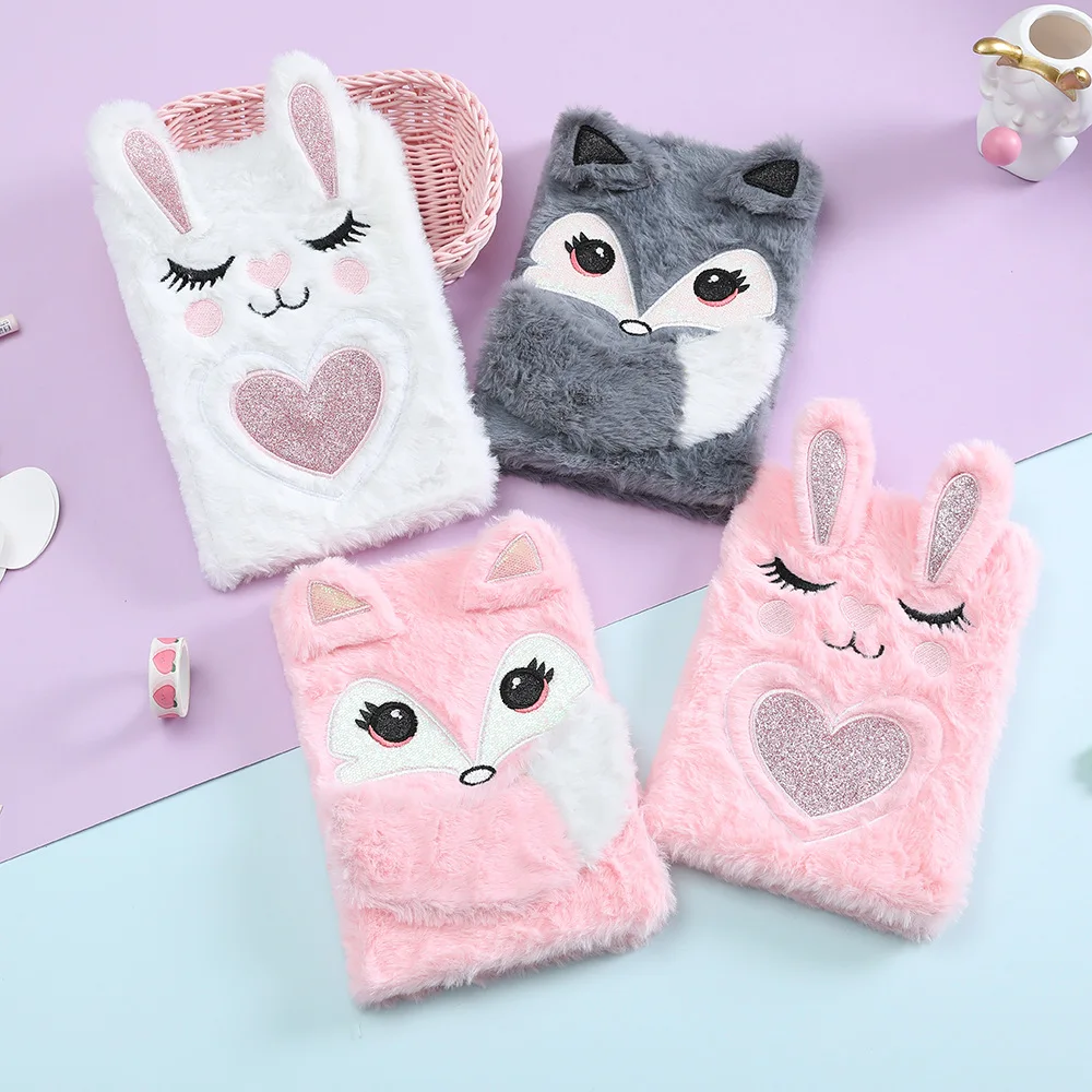 Cute A5 Notebook and Journal Plush Diary Notepad Line Agenda Planner ...