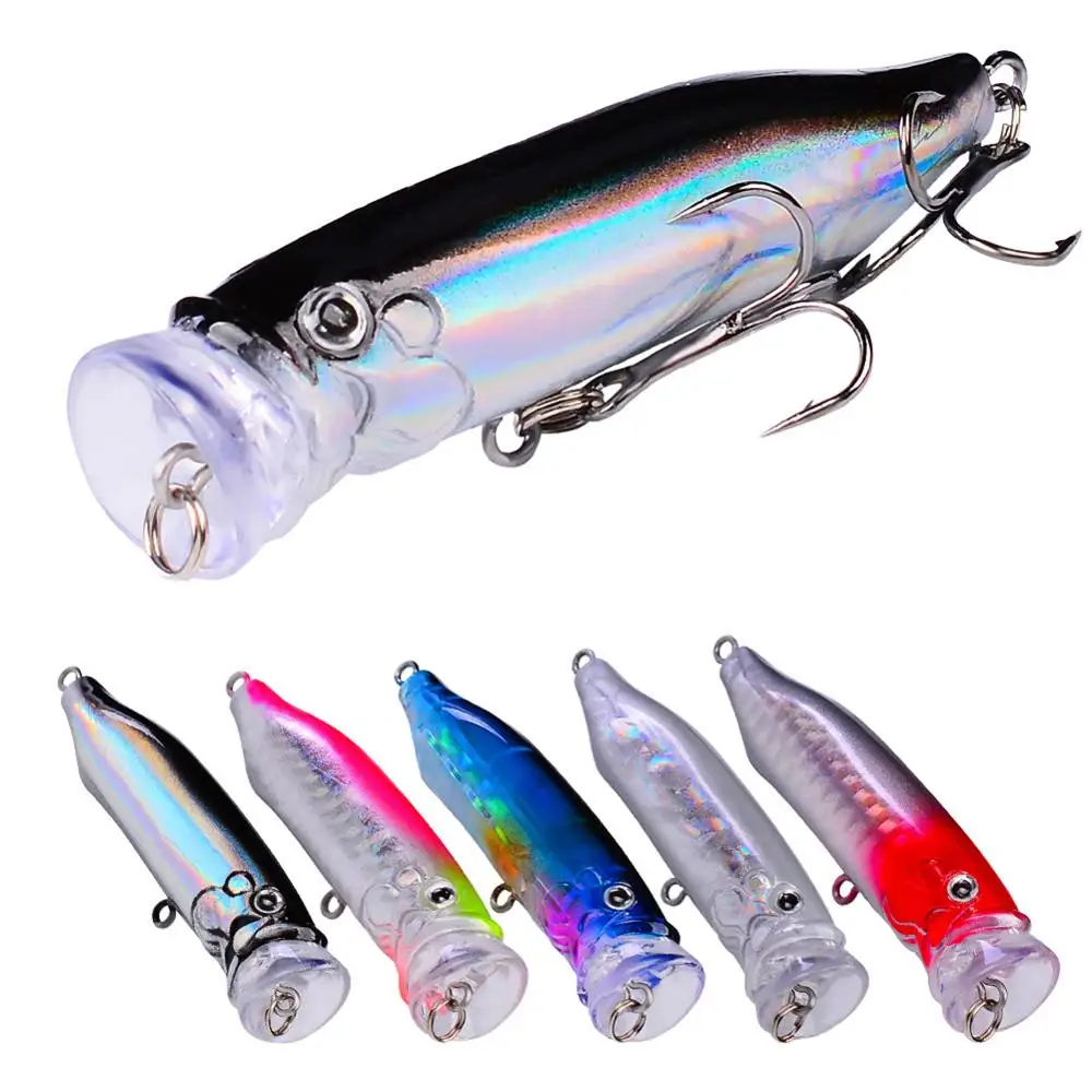 

2.75in Fishing Popper Topwater Lure(0.33oz) with Two 6# Treble Hooks