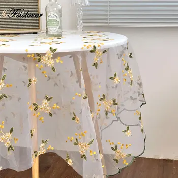 

FSISLOVER Vintage Embroidery Tablecloth DIY Soft Mesh Table Cover INS Lace Background Cloth Obrus Tafelkleed mantel de mesa