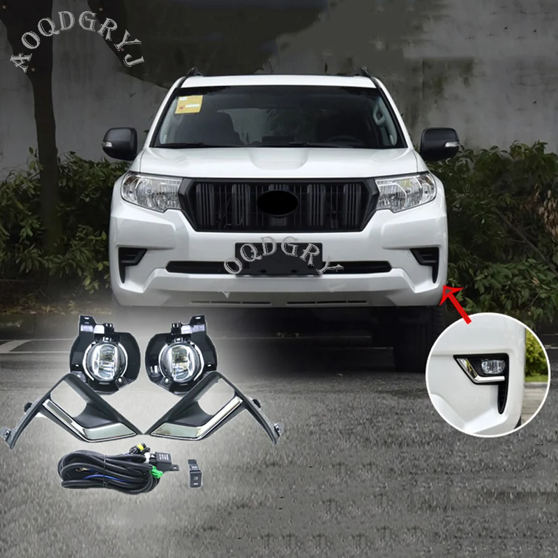 

Car Styling For Toyota Land Cruiser Prado 150 2018-2019 Front Bumper DRL Fog light Conversion Kit