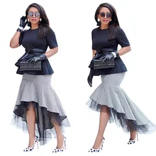 Новинка; модная женская юбка; Юбка До Колена; юбка с неровным воланом; сетчатая юбка в клетку