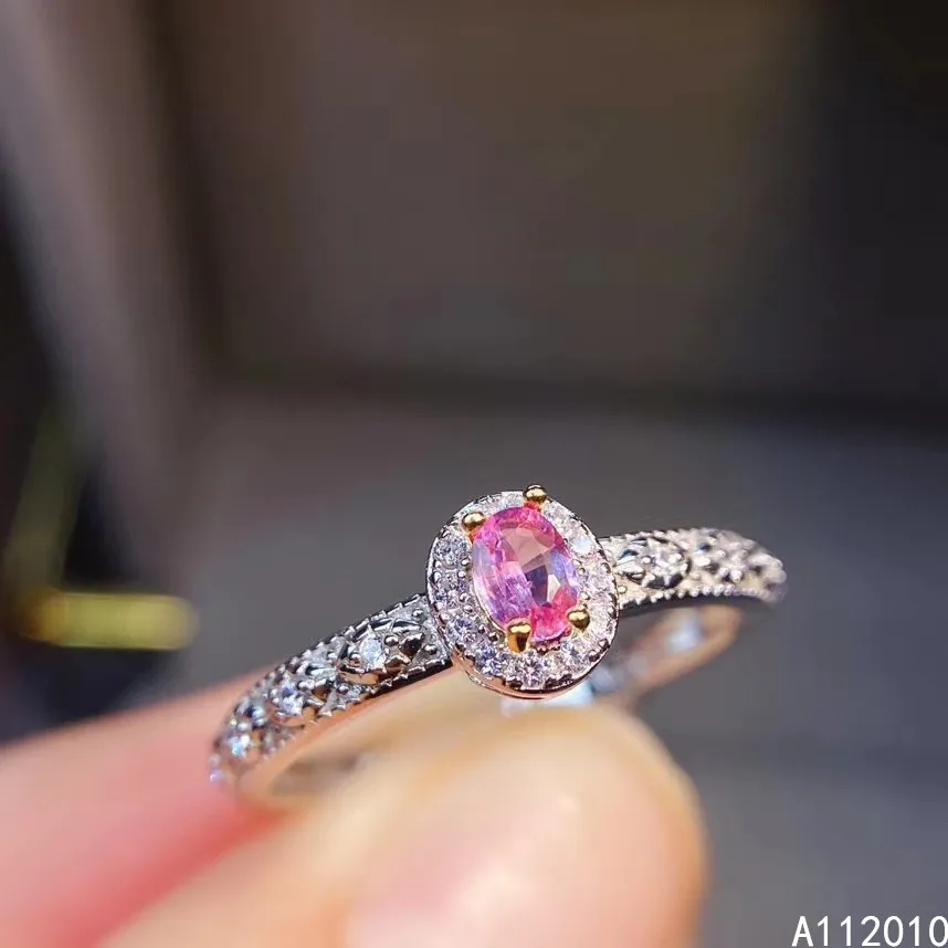 

KJJEAXCMY fine jewelry 925 sterling silver inlaid natural stone gem pink sapphire new Female Miss woman girl ring exquisite