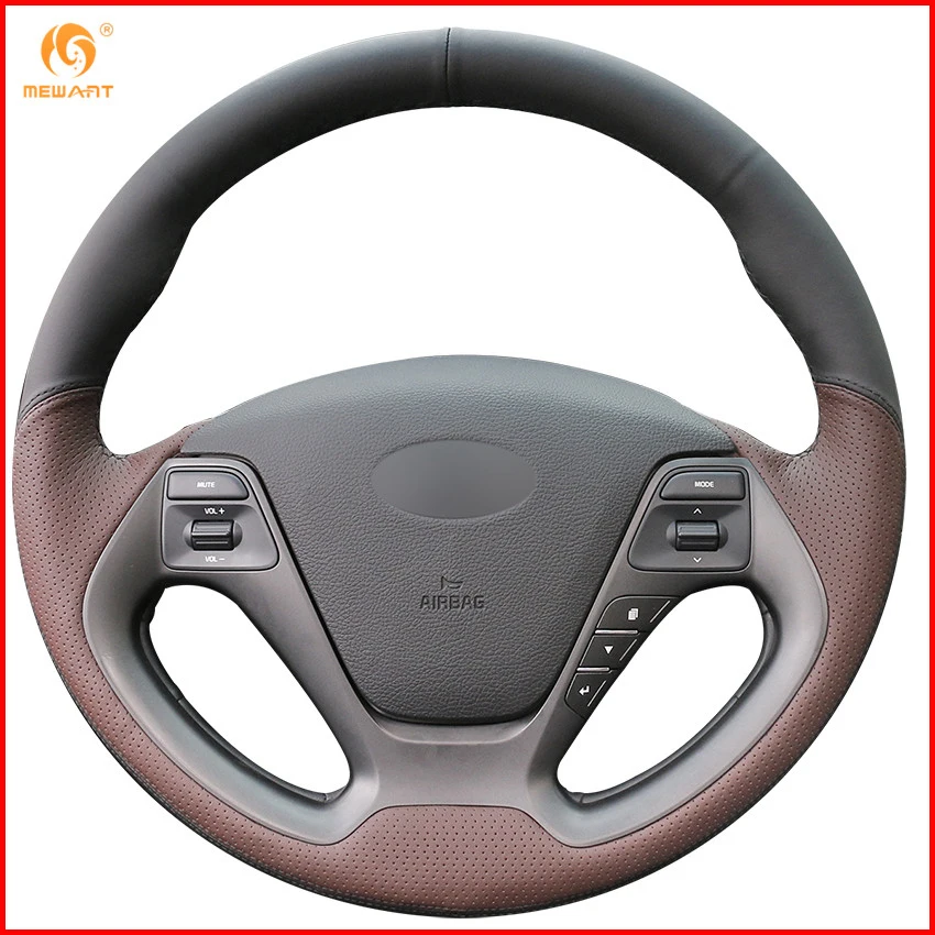 MEWANT Funda Protectora Para Volante De Coche De Cuero Beige + Rosa Cosida A Mano Para Fiat 500 2015-2021 / 500C 2016-2021 Fiat 500, Accesorios Para Volante