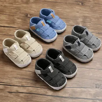 

Summer Baby Newborn Shoes Soft Crib Sole Canvas Shoes Girl Boy Kid Summer Bukle 0-18 M