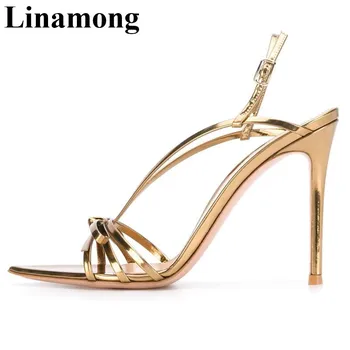 

2020 Newest Gold Summer Women Sandals Sexy Thin High Heel And Pointed Toe Buckle Strap Fashion Women Sandals Shoes