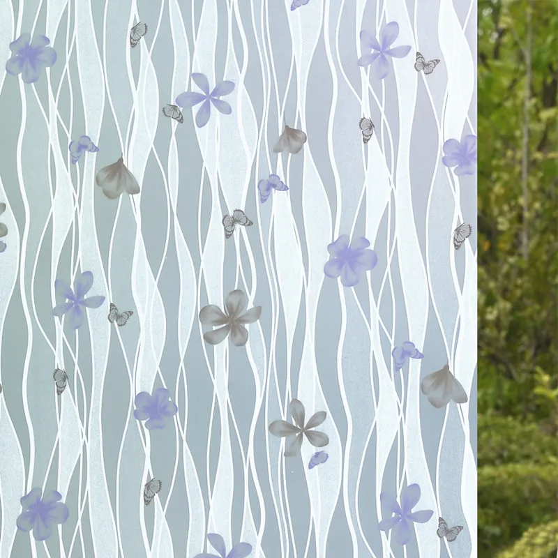 Gray butterfly 60x200 см самоклеящаяся пленка для окна ванной комнаты, раздвижные стеклянные двери, целлофан, туалет, полупрозрачное окно, стекло, клейкая бумага - Цвет: Gray butterfly