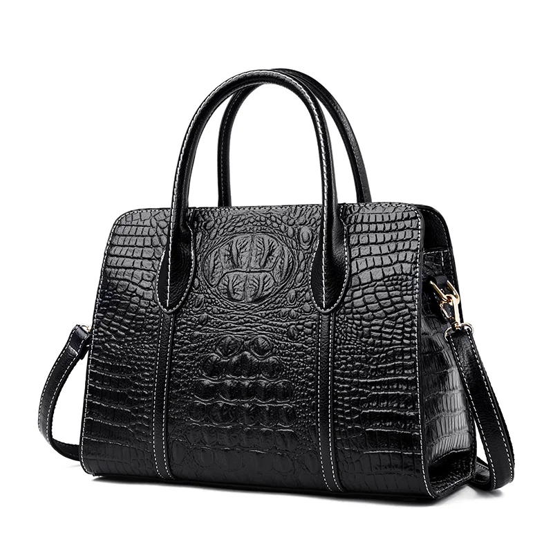 Brand luxury handbags women bags designer crocodile pattern lady handbag fashion shoulder crossbody bags for women tote bag - Цвет: Black