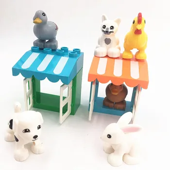 

Farm Animals Chicken Duck Cat Dog Accessories Building Blocks Baby Toys for Children Compatible with Duploed Parts