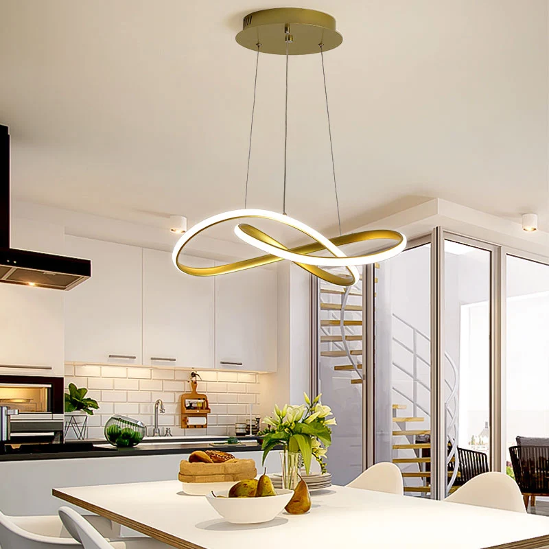 Photo Product Modern Irregular LED Aluminum Chandelier Acrylic Ceiling Hanging Lamp Dining Room Pendant Restaurant Suspension lights lighting