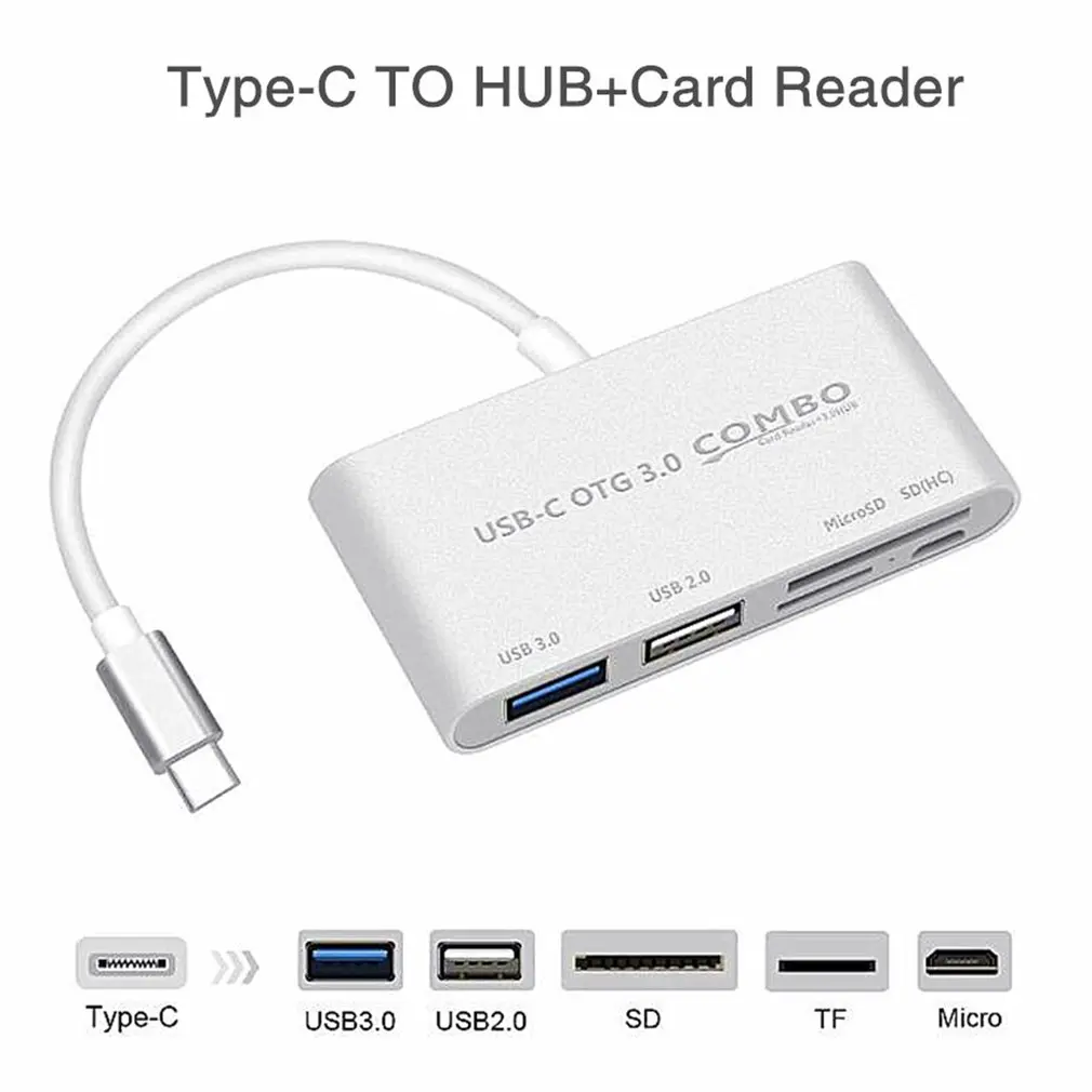 Многофункциональный конвертер типа C в USB 3 0 2 золотистого/серебристого цвета