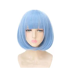 WTB 1" женский короткий Боб синтетические парики для женщин высокотемпературные волокна зеленый синий Пурпурный Розовый Красный парики с челкой косплей парик
