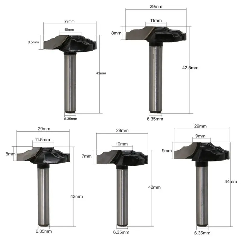 1/" 6,35 мм хвостовик деревообрабатывающий дверной каркас фрезы для дерева Карбид двери шкафа биты для гравировки фрезерные инструменты E7CB
