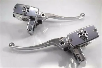 

Chrome 1" Skull Handlebar Reservoir Brake Clutch Lever Motorcycle Retro Cafe New