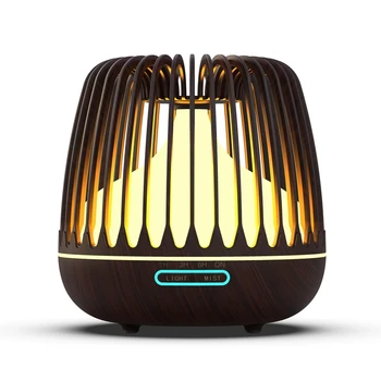 

500ML Aroma Essential Oil Diffuser Ultrasonic Air Humidifier Wood Grain 7 Color Changing LED Lights Cool Mist for Home Deep Wood