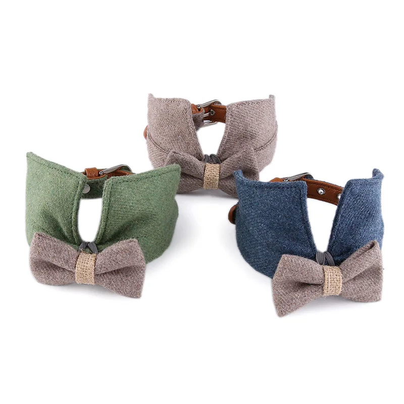 

Cute Dog Tie Collar Big Bow-Knot Thicken Felt Cloth Cat Collar Comfortable Adjustable Small Medium Dog Collars Pet Supplies
