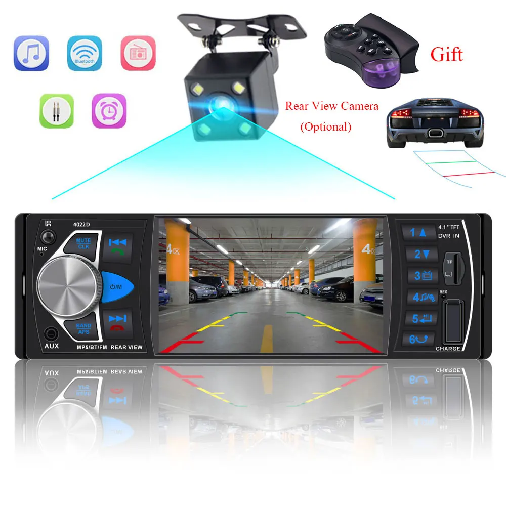 

Autoradio 1 Din 4" Car Radio Bluetooth Stereo Car Audio oto teypleri Rear View Camera Multimidia MP5 Car Player pantalla 4022d