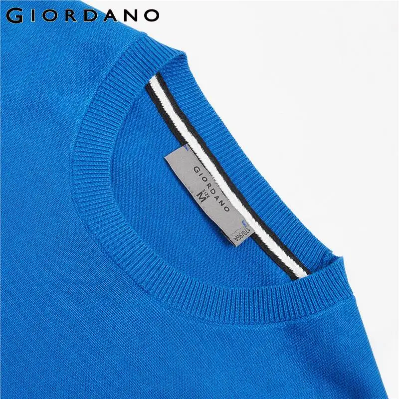 Giordano мужской джемпер с круглым вырезом под шею и длинными рукавами выполнен из натурального хлопка