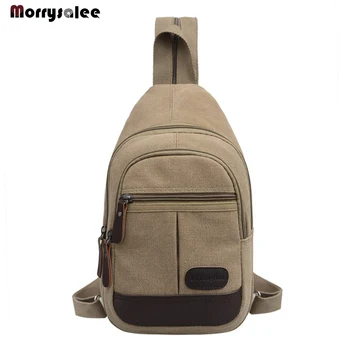

Men's Small Chest Sling Bag Travel Hiking Cross Body Messenger Shoulder Solid Men Canvas Bag