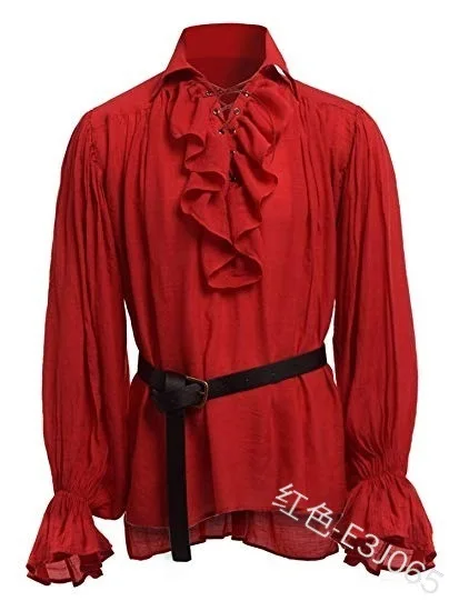 MJARTORIA для взрослых мужчин средневековая туника топ Ренессанс Жених пират Larp костюм рубашка с длинным рукавом Косплей Топ - Цвет: C